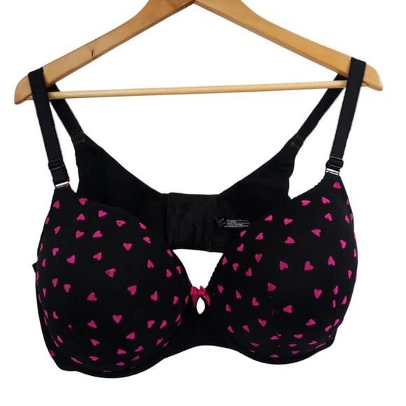 Torrid Underwire Lined Full Coverage Heart Bra Size 42DDD Black Adjustable - Picture 1 of 9